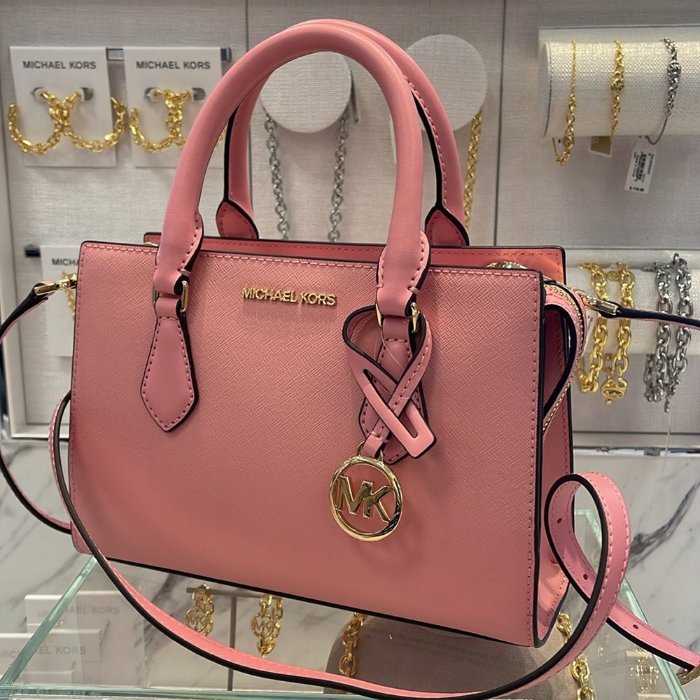 MICHAEL KORS
Sheila Small Faux Saffiano Leather Satchel Crossbody 
Carnation
NWT
